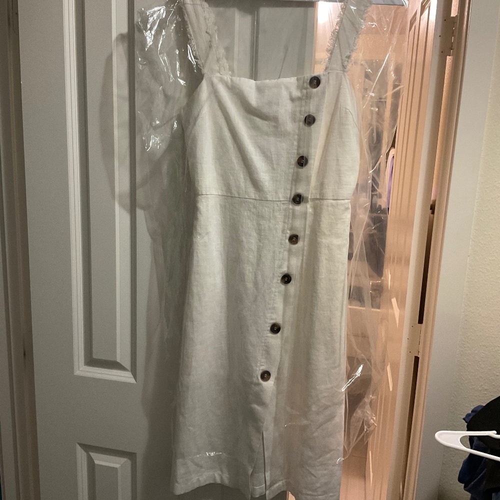 Off white linen midi dress size small